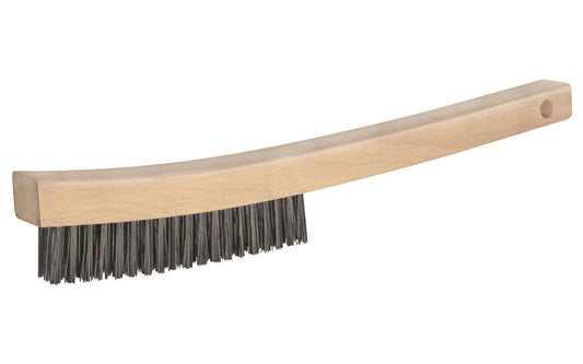 14" Long Carbon Steel Scratch Brush with Wooden Handle ~ 3/4" Width x 1-1/8" Trim - Magnolia Brush Model No. 1-S - Made in USA