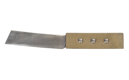 Hefty "chipping knife" is made by Crown Tools in Sheffield, England. The knife is also known as a hacking knife. It is a stout & heavy-duty knife that's great for use as a glazier knife for glazier's work, general hacking, or use as a lightweight froe. Model 381 - Made in England