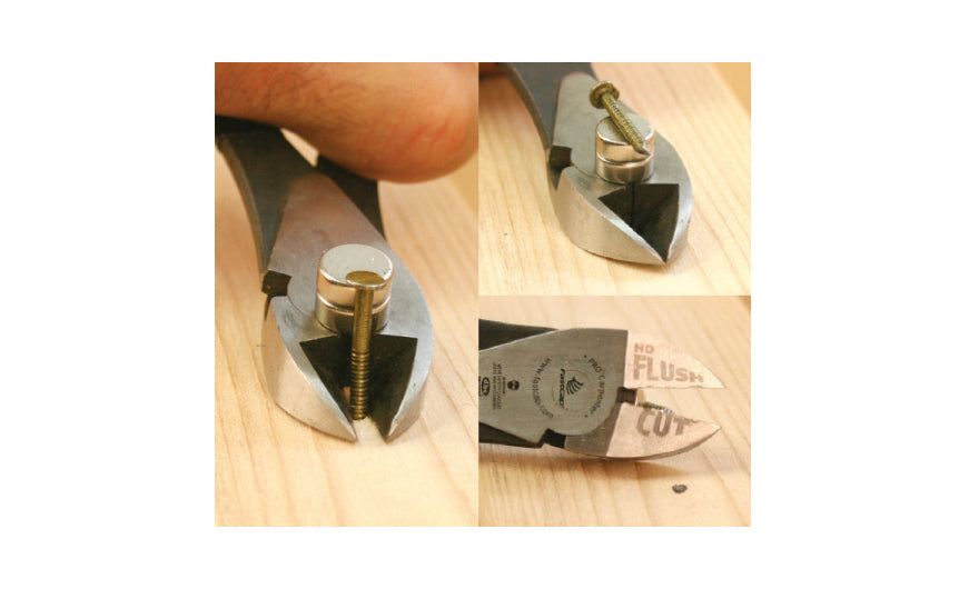 The FastCap Heavy Duty Flush Cut Trimmers cut nails flush! Includes two powerful neodymium (rare earth) magnets to catch the metal debris ~ Fastcap Model PLIERS-HEAVY DUTY FC ~ 663807805508