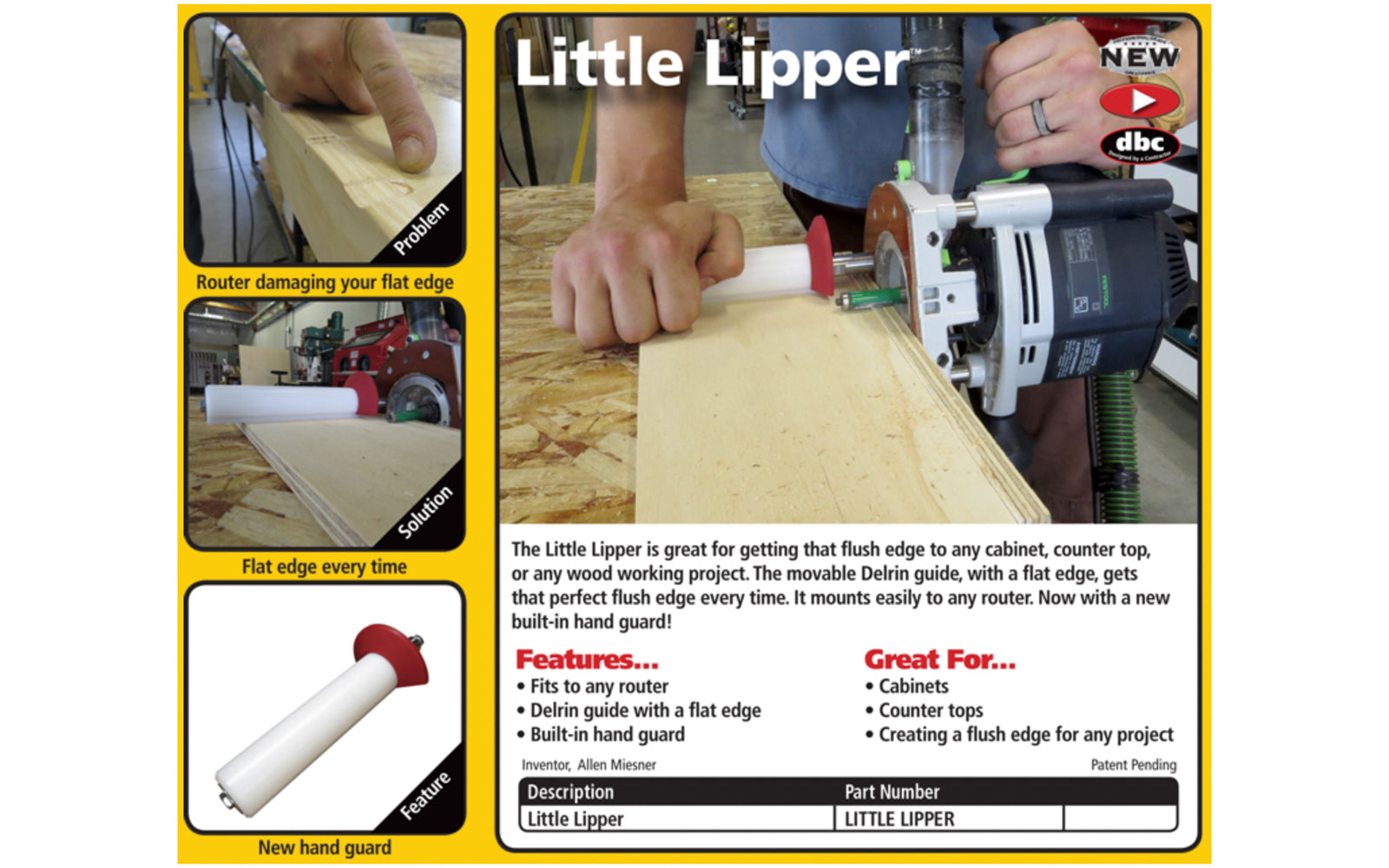 FastCap Little Lipper ~ Router Guide - Great for getting that flush edge ~ Excellent for cabinets, counter tops, creating a flush edge for any project