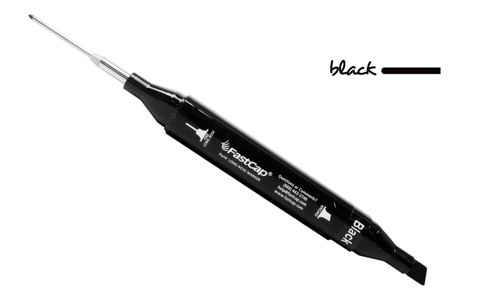 FastCap Long Nose Marker ~ Black Color ~ 1-1/8" long fine point tip for marking