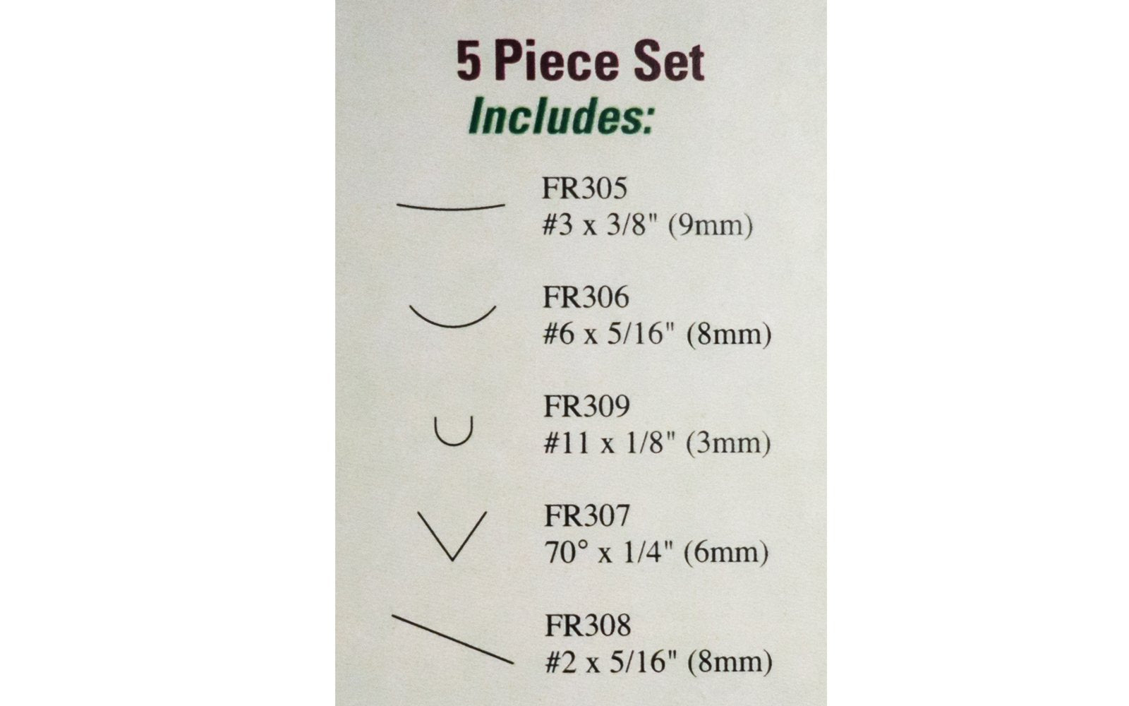 Flexcut Beginners Palm Carving Set ~ FR310 - 5-piece set - Includes Sweep #3 x 3/8" (9 mm), Sweep #6 x 5/16" (8 mm), Gouge #11 x 1/8" (3 mm), Parting V-Tool 70° x 1/4" (6mm), Skew #2 x 5/16" (8mm) - High Carbon Steel blades - Ash wood handles - Palm Carving Tool Set - Made in USA