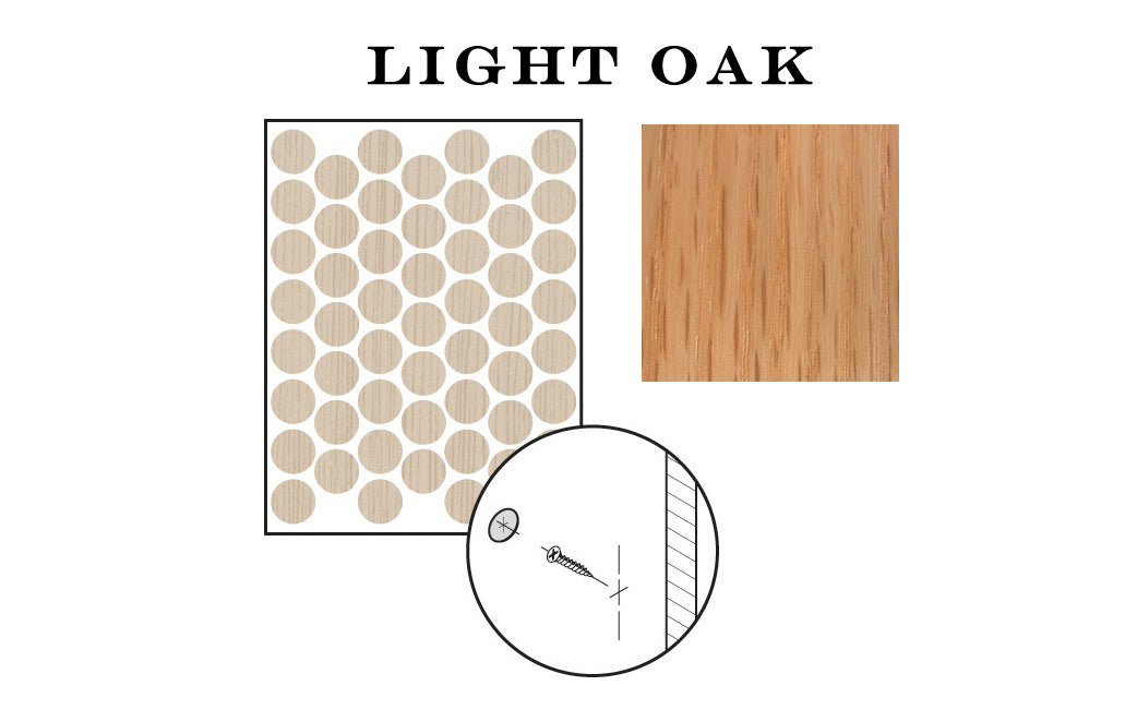 FastCap 9/16" Light Oak Adhesive Cover Caps - Woodgrain PVC ~ 265 Pieces - Model No. FC.MB.916.LO
