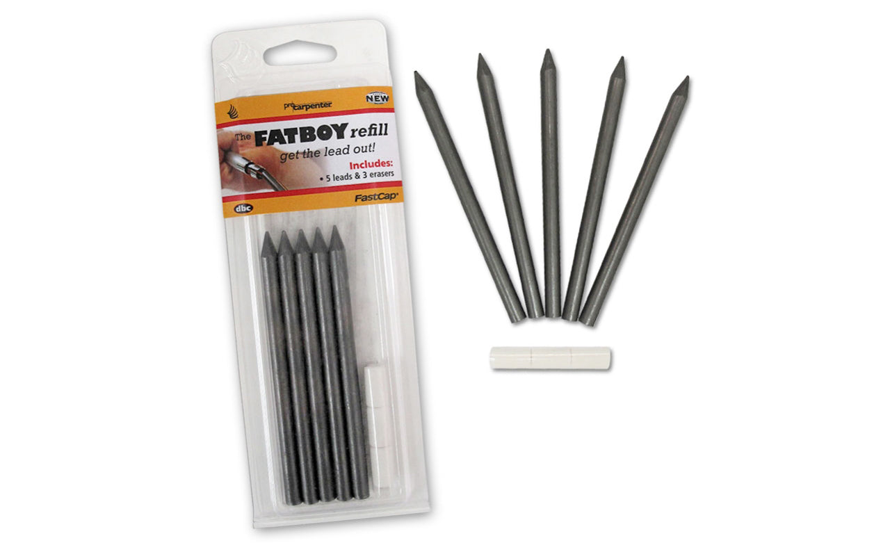 FastCap 5-Pack of Lead Refills for FatBoy Pencil - Lead great for wood - Model No. FATBOY REFILL
