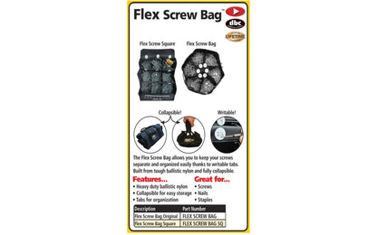 FastCap Flex Screw Bag - Square ~ Labeling tabs - Excellent for screws, nails, staples, electrical & plumbing parts, washers & other hardware