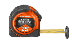 Swanson Savage Gripline 25' Tape Measure ~ Magnetic Tip - Model SVGL25M1 - Grips PVC, Conduit & Pipe up to 2" in diameter
