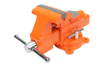 Pony 6" Heavy-Duty Bench Vise with Swivel Base ~ 5" Jaw Opening - Model No. 29060 - Permanent pipe jaws, ground & polished anvil, & forming horn - 120° swivel base with single locking nut - Pony Jorgensen Heavy Duty Vise - Serrated Jaws