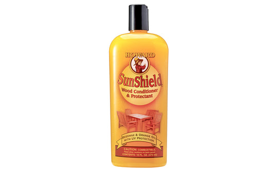 Howard Sunshield Wood Conditioner & Protectant - Beeswax & Orange Oil with UV Protection ~ 16 oz - Howard's Model No. SWAX16 - Prevents further drying & fading of wood finishes due to sun exposure, temperature variations, & moisture both indoors & outdoors - Made in USA