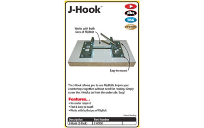 FastCap J-Hook Countertop Connector ~ 2 Pack - For use with the FastCap FlipBolt