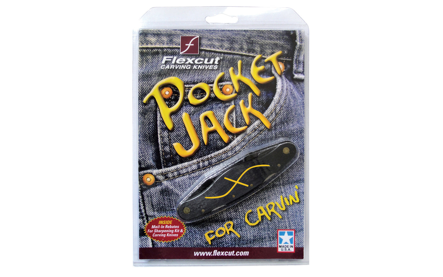 Flexcut 4-Blade Pocket Jack for Carvin' - Made in USA ~ Model No. JKN89 - Four Blade Jack Knife - Pocket Carving Knife - Gouge pocket knife - Flexcut Carving Knife