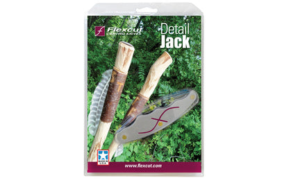 Flexcut Detail Jack - Model No. JKN90 ~ Made in USA ~ It's fine point can be used for detailing delicate areas or quickly removing wood from a convex surface as you would with any whittling knife - High Carbon Steel blade - Folding Whittling Pocket Knife - Pocket Jack Knife
