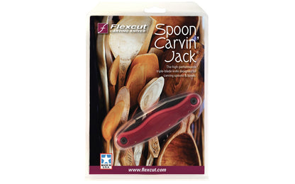 Flexcut Spoon Carvin' Jack - Model No. JKN96 ~ both a shallow & deep hook knife, designed to form the hollows of spoons & bowls ~ Radius Blade Pocket Knife ~ Detail Knife, Hook Knife, Deep Hook Knife ~ Spoon Carving Pocket Knife - Made in USA
