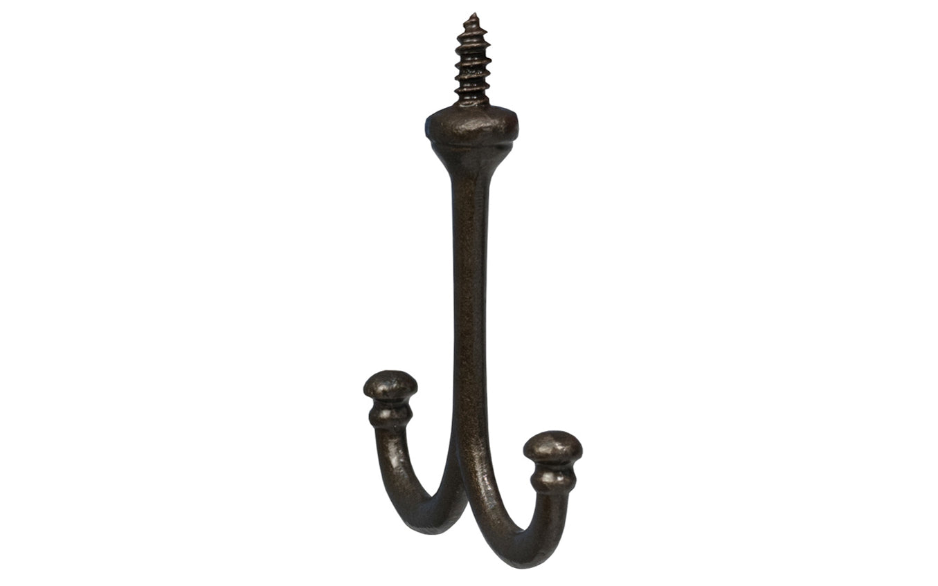 Cast Iron Double Ceiling Hook with Screw