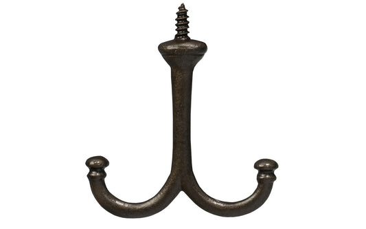 Cast Iron Double Ceiling Hook with Screw ~ Vintage-style Hardware · Traditional & classic ~ Double hook ~ Screw-In base ~ Made of cast iron material 
