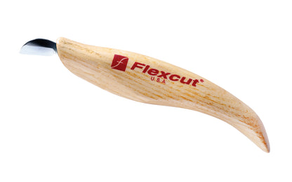 Flexcut Mini Chip Carving Knife ~ KN20 - Made in USA ~ 5/8" (16 mm) bevel blade length - High Carbon Spring Steel blade - Tempered to HRC 59-61 ~ Ultra-thin blade, making unwanted chipping in delicate cuts less likely ~ 651646500203