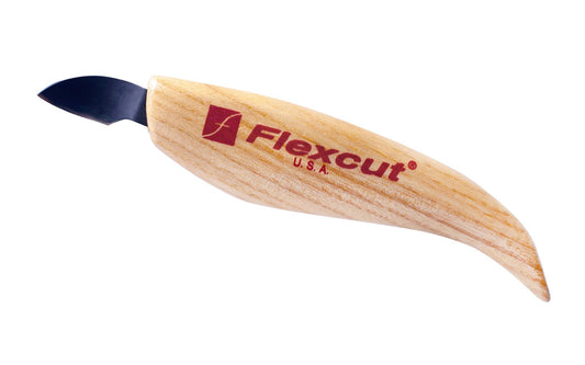 Flexcut Right-Handed Hook Carving Knife ~ KN26 - Made in USA ~ 7/8" (22 mm) bevel blade length - High Carbon Spring Steel blade - Tempered to HRC 59-61 ~  Right Hand Knife - Right Handed ~ Knife blade is curved, similar to a gouge, for working in hollows with ease & fast stock removal ~ 651646500265