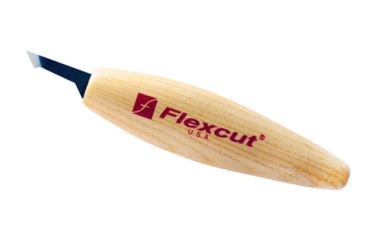 Flexcut Mini Detail Skew Carving Knife ~ KN31 - Made in USA ~ 3/8" (9.5 mm) bevel blade length - High Carbon Spring Steel blade - Tempered to HRC 59-61 ~ great for carving detail, feathers, cleaning stop cuts, & making vertical cuts where space is limited - 3/8" skew carving knife - mini-skew knife ~ 651646500319