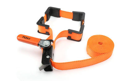 Pony 1" x 15' Nylon Band Clamp with Ratcheting Handle - Jorgensen / Pony Model No. 1215 - 12-tooth ratchet gear & handle design allows to adjust clamping pressure - Nylon Straps - Steel Frame