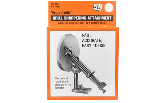 Adjustable Clamp Drill Sharpening Attachment ~ No. 9302 - Made in USA