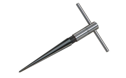 General Tools Tapered Reamer With T-Handle ~ Model No. 130 ~ Hardened & ground tempered steel cutting edges ~ Cutting capacity:  1/8" to 3/8" ~ For deburring & smoothing cut-pipe edges ~ Works easily on steel, brass, aluminum, plastic, wood & wallboard ~ Great for enlarging holes in metals, woods, plastics, & wall board ~ T-Handle ~ 038728130037