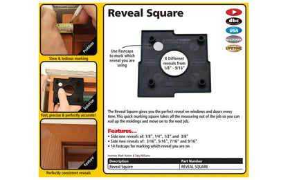 FastCap Reveal Square - Door & Window Moulding Installation Template - Made in USA - Gives you the perfect reveal on windows & doors - quick marking square takes all the measuring out of the job so you can nail up the moldings & move on to the next job