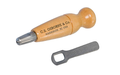 The CS Osborne Sewing Awl Haft ~ No. 145 knobbed end permits easy grasp & prevents slipping. The awl handle is made for wrapping thread. Includes wrench~ Made in USA ~ 096685622248
