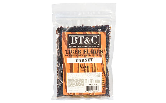 Dewaxed Garnet Shellac Tiger Flakes - 1/2 lb Bag  - Refined in Germany - Great for French Polishing - Makes a beautiful finish for wood, cork, plaster, & metal - Garnet Flakes