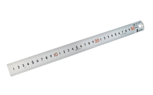 Shinwa "Pick Up" Satin Chrome Stainless Ruler - Metric - 30cm long - 1 mm graduations ~ Model. 13134