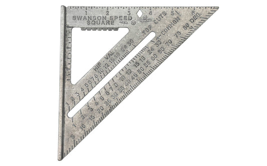 Swanson 7" Speed Square. The original "Speed Square" invented by the founder of Swanson Tool Co. in 1925. This unique tool is actually five tools in one: a try square, a miter square, a protractor, a line scriber, & a saw guide. Engraved markings for easy reading. Made in USA