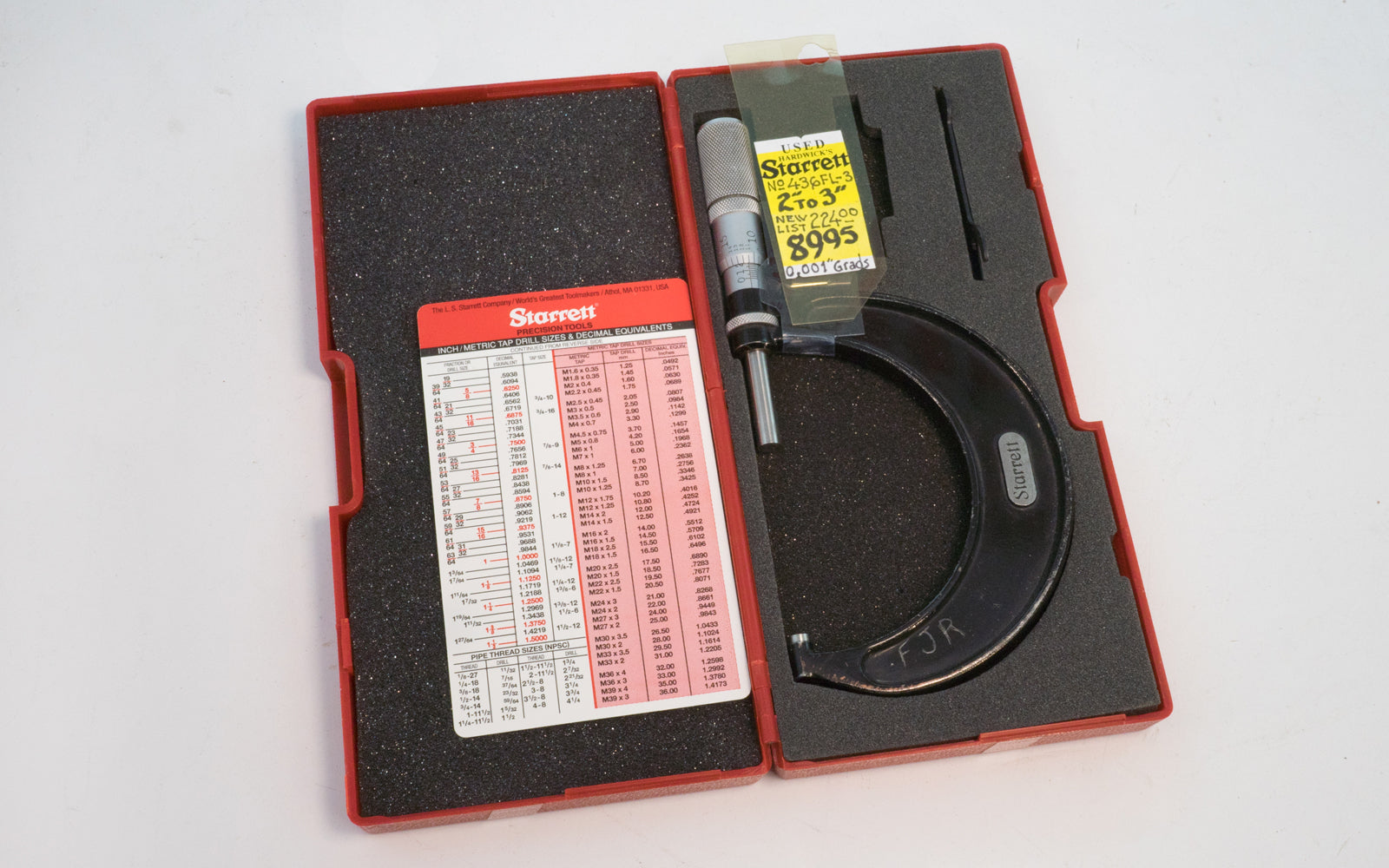 Starrett 436FL-3 Micrometer - Used. 2" to 3". 0.001" grads. Made in USA.