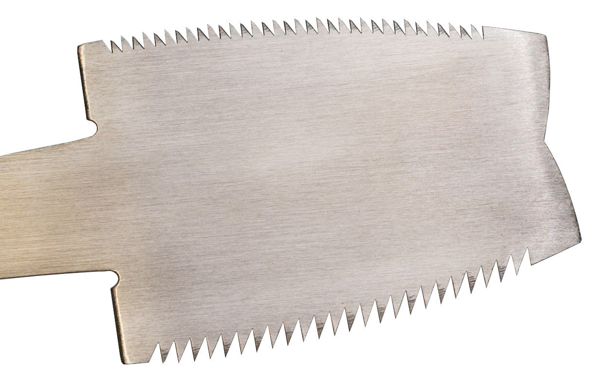 Made in Japan · Crosscut Teeth: 15 TPI ~ Rip Teeth: 11 TPI ~ Helps for starting cuts in the center of panels ~ 3" long blade ~ The saw is also good for cutting mortises, sliding dovetails, hard-to-reach corners, special curves on boards, pocket holes, etc.