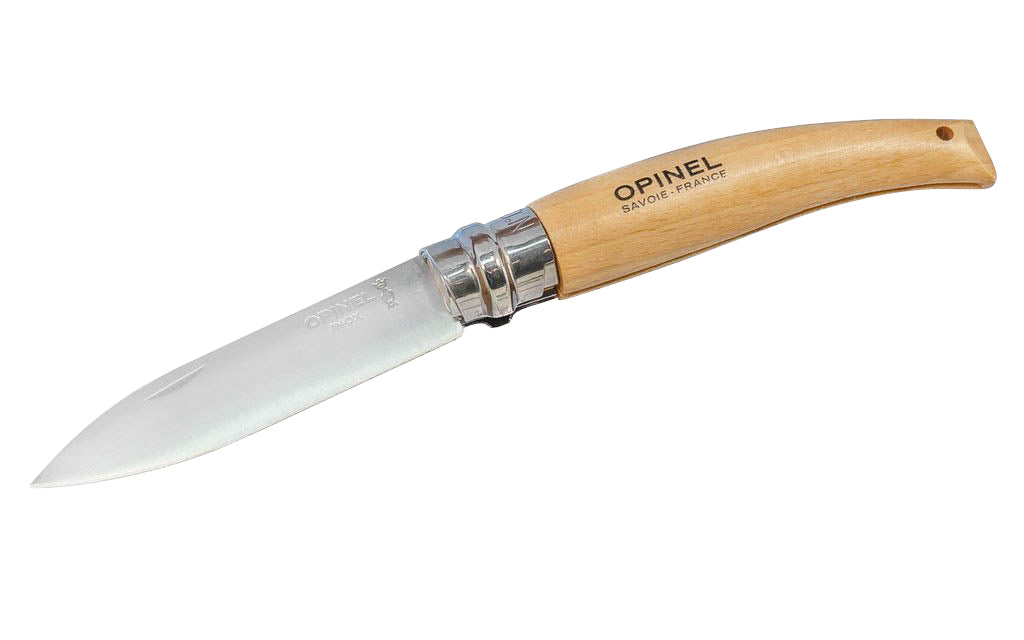 Opinel Stainless Steel Garden Knife ~Made in France · 3-1/4" long stainless blade ~ Foldable blade with stainless locking collar ~ Beechwood handle ~ Versatile & great for everyday garden use!