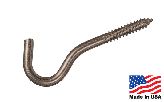Heavy Duty Stainless Steel Screw Hook - Made in USA