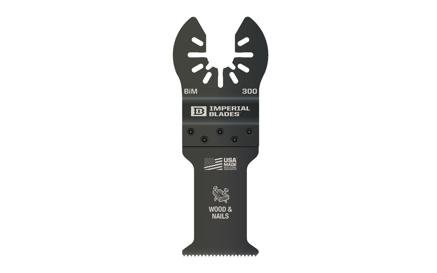 Imperial Blades "One Fit" 1-1/4" Standard Wood & Nails Blade 1 PC is a Bimetal blade with teeth set for Wood & Nails, Copper Pipe, Wood, PVC, Drywall. Blade Width: 1-1/4" (32 mm). Blade Depth: 1-5/8" (41 mm). Standard Wood & Nails Blade - BiM blade. Model No. IBOA300-1. 819846010247. BiM blade