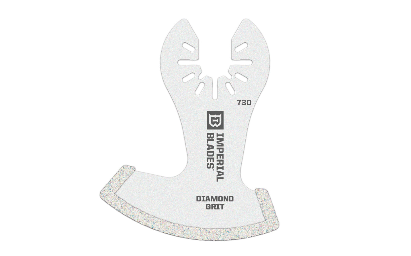 Imperial Blades "One Fit" 2-1/2" Diamond Grit Segment Boot Blade. Segment blade shape ideal for working in corners & on edges without overcut. Recommended applications: Brick Mortar, Manufactured Stone, Tile Grout, Plaster. Made in USA. Model IBOA730-1. 819846010599