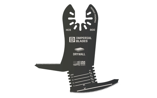 Imperial Blades "One Fit" 4-in-1 Features Drywall Blade. Combines 4-in-1 Features for more versatility within one blade. Front blade width is designed to plunge cut width of most standard American outlet boxes. Popular projects: Electrical outlet boxes, can lights, PVC & more. IBOA800-1. 819846016690. Made in USA.  