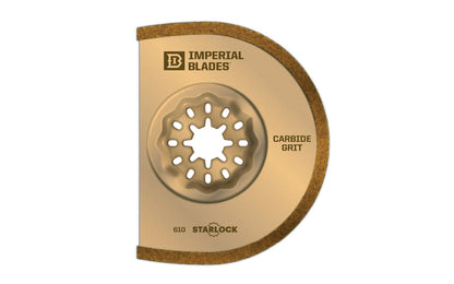 Imperial Blades "Starlock" 3" Carbide Grit Segment Blade. The segment blade shape ideal for working in corners & on edges without overcut. Recommended applications: Tile Grout. Sold as one piece in pack.  Made in USA. 819846015402. Model IBSL610-1