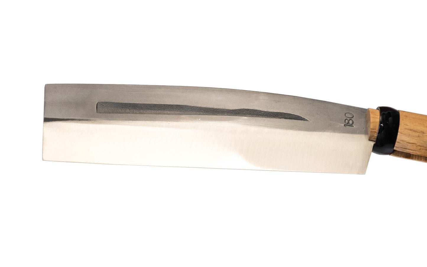 Japanese Forged Laminated Froe-Knife ~ Closeup of Backview of Blade