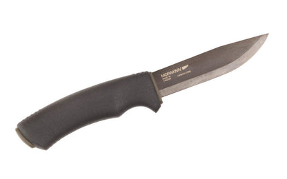 Mora Bushcraft Black Carbon Steel Knife ~ Made in Östnor, Sweden · Made of quality high carbon steel with a tungsten anti-corrosive coating ~ 4-1/8" long sharp fixed blade ~ Extra thick 1/8" blade ~ Mora 10791