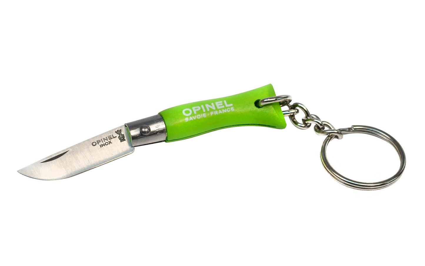 Opinel Mini Stainless Steel Knife with Keychain ~ "Apple Green" Color