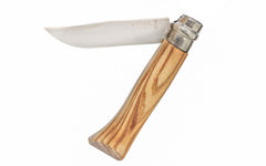 Opinel Stainless Steel Knife ~ Olivewood Handle ~ Foldable Blade