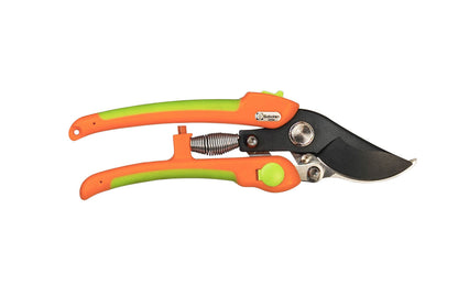 Japanese Saboten Compound-Action Bypass Pruner ~ Made in Japan · Hardened Japanese steel blade with telfon coating ~ 8" length ~ 1" cutting dia. max (live) ~ Compound-action increases cutting leverage & power