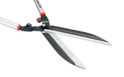 Bahco 29" Precision Hedge Shears with Aluminum Handles are quality sharp shears for professional use. Great for outdoors, vineyards, topiary work. Partly serrated edge for cutting up to 10 mm (3/8") thick branches. Hardened precisely ground blades for continuous clean cut. Model P51H-SL. Made in France. 7311518301224