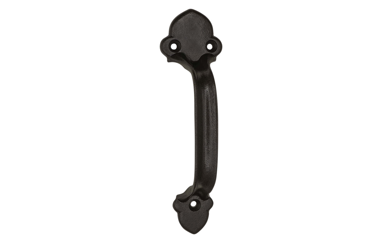 Hand-Forged Door Pull ~ 6-1/2" Long ~A good-looking ornate door pull handle. Made of strong cast iron material, it has a nice durable & strong feel. Traditional & ornate piece of hardware is great for doors, gates, & large cabinets. Powder coated to resist rust. - Cast Iron Handle Pull - Spade Door Handle Pull - Clover