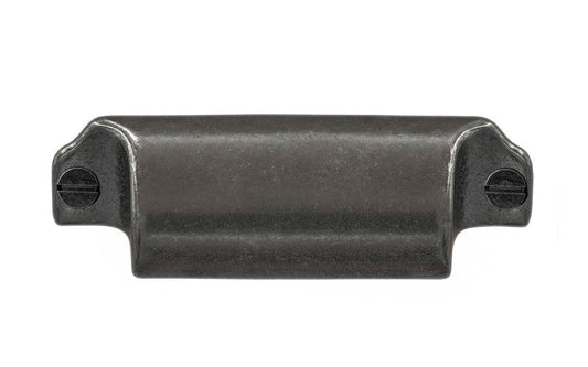 Rustic-looking cast iron bin pull with 3-1/8" on centers. Made of cast iron material, this bin pull is thick & stout with a good grip. This plain smooth bin pull dates in style from 19th century, & great for adding charm & style to your cabinets & drawers. Cast Iron Bin Pull ~ 3-1/8" on Centers. Vintage-style hardware