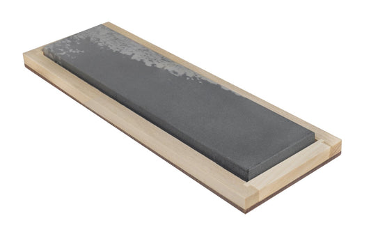 Hard Arkansas Bench Stone with Wooden Box ~ 8" x 2" - Made in USA ~ Super-fine stone that is satisfactory for the final edge on woodworking cutting tools & knives. Use a few drops of mineral oil to prevent glazing while sharpening - Model No. FAB-82-C