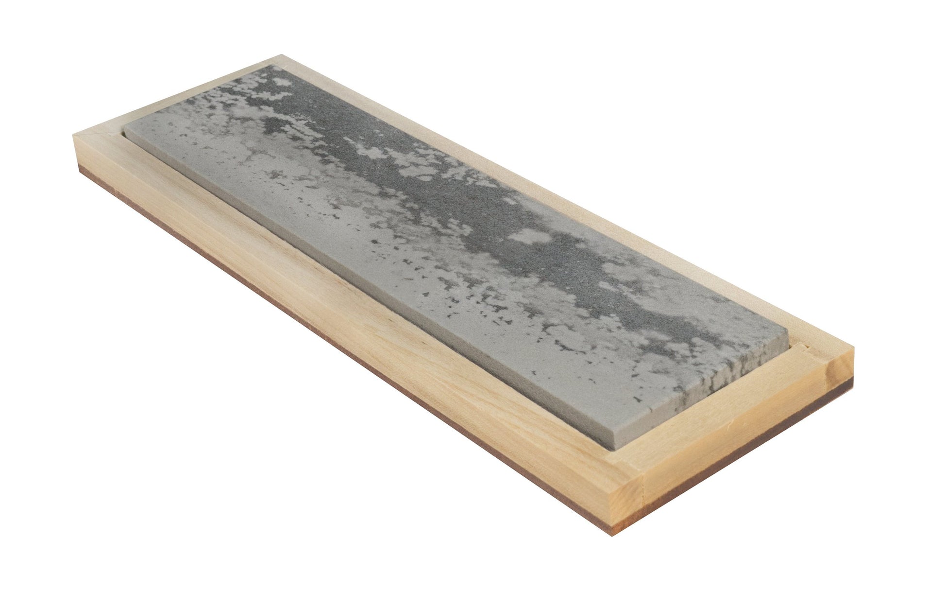 Soft Arkansas Bench Stone with Wooden Box ~ 8" x 2" - Made in USA ~ Good extra-fine stone. It is the least dense & coarsest grained of the natural Arkansas stones & good for starting an edge on your tools & knives; commonly used after synthetic or oil stone ~ Model No. MAB-82-C