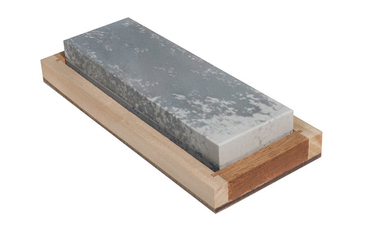 Soft/Hard Combination Arkansas Bench Stone with Wooden Box ~ 6" x 2" x 1" - Made in USA ~ Combo Hard & Soft Arkansas Stone Kit - Soft Arkansas: Extra-fine stone is good for starting an edge on tools - Hard Arkansas: Super-fine stone that is satisfactory for the final edge - Model No. MFC-6-C 
