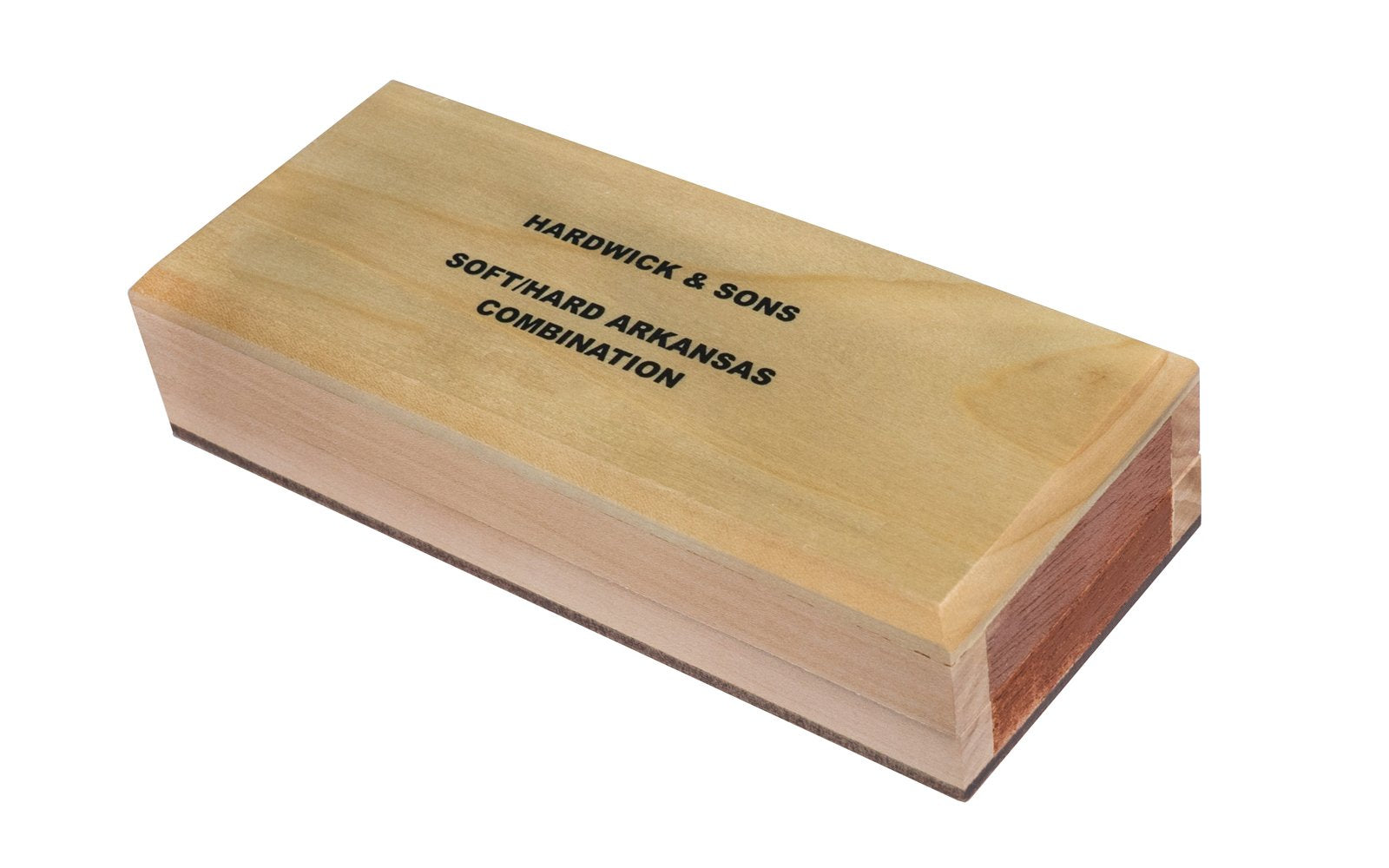 Soft/Hard Combination Arkansas Bench Stone with Wooden Box ~ 6" x 2" x 1" - Made in USA ~ Combo Hard & Soft Arkansas Stone Kit - Soft Arkansas: Extra-fine stone is good for starting an edge on tools - Hard Arkansas: Super-fine stone that is satisfactory for the final edge - Model No. MFC-6-C