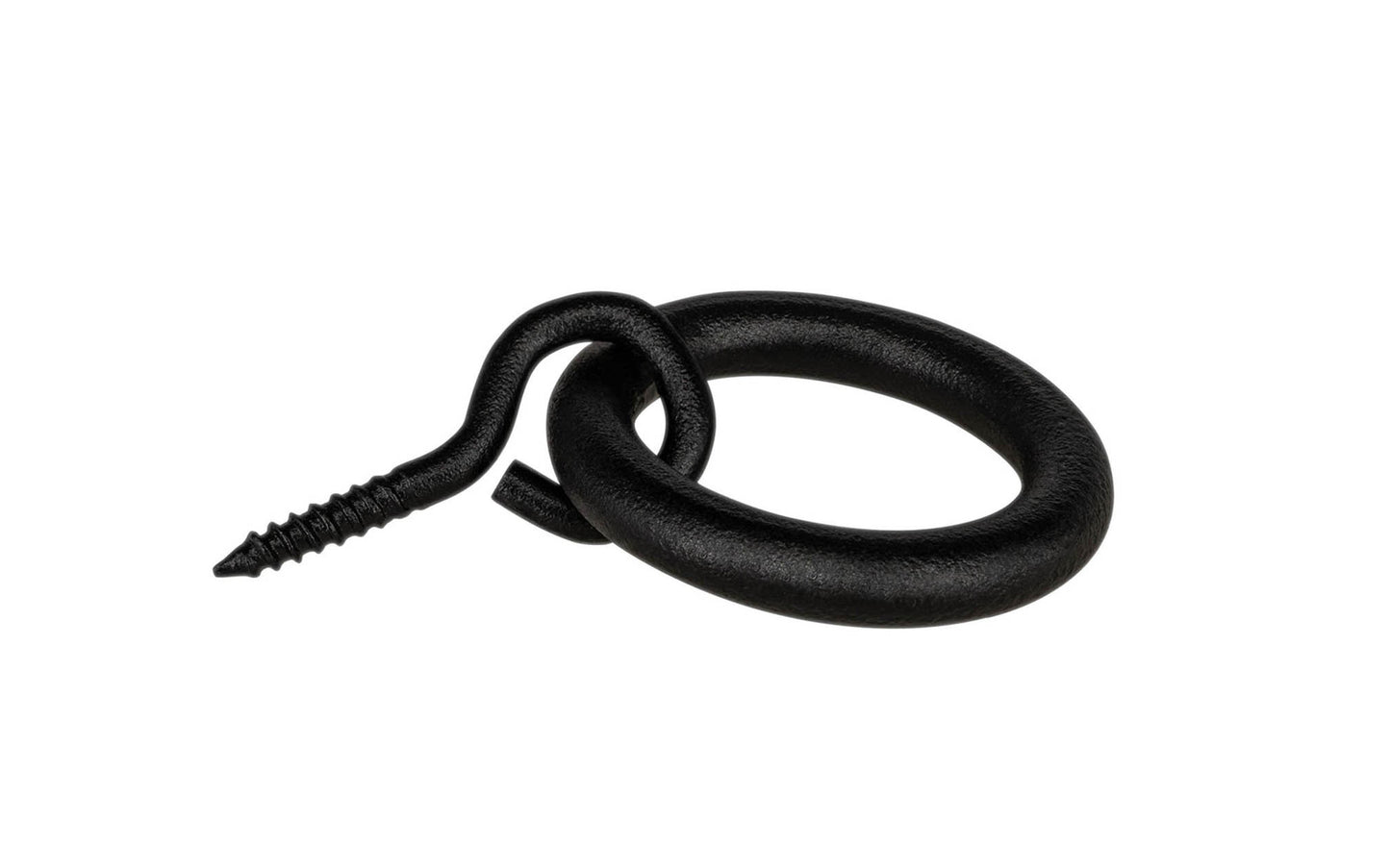 A rustic-looking cast iron pull ring with screw eye. Made of cast iron material, it has a nice durable & strong feel. 1-1/2" diameter of ring. Vintage cast iron finish. - Model 088449